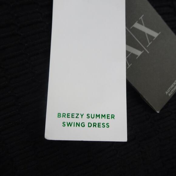 Armani Exchange Dress Womens 6 Ribbed Textured Breezy Summer Swing Black Cotton - Picture 8 of 12